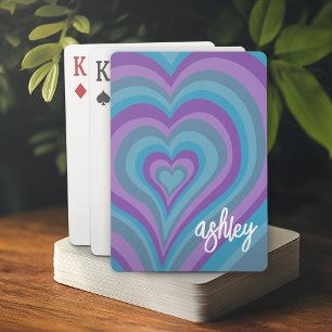 Jeu De Cartes Coeurs psychédéliques Calligraphie Nom du script P