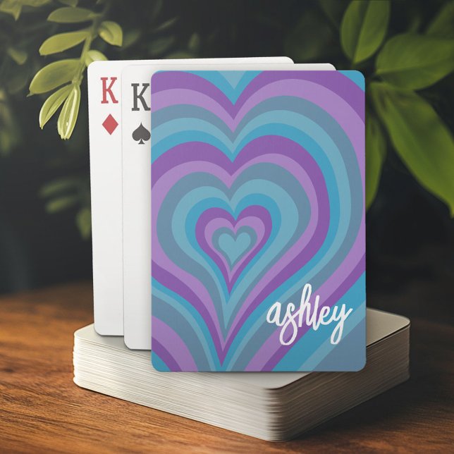 Jeu De Cartes Coeurs psychédéliques Calligraphie Nom du script P (Custom Playing Cards)