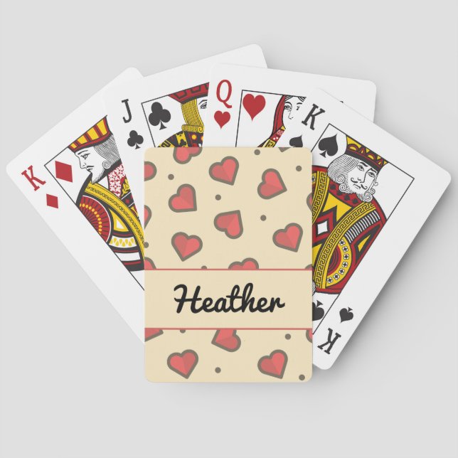 Jeu De Cartes Coeurs rouges et points noirs (dos)