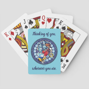 Jeu De Cartes Coeurs royaux   Art Clé en verre poli bleu