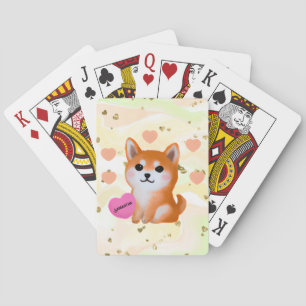 Jeu De Cartes Coeurs Shiba Inu mignons   Pour Amoureux des chien