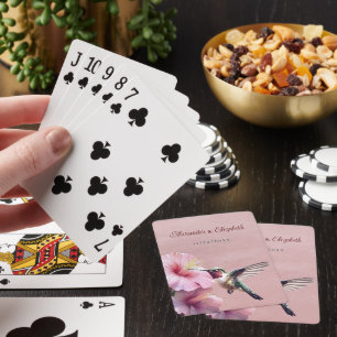 Jeu De Cartes Colibri et Hibiscus Faveur de mariage rose