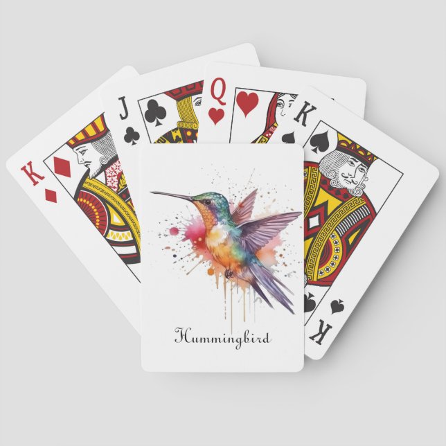 Jeu De Cartes Colibri exotique en vol, personnalisable (dos)