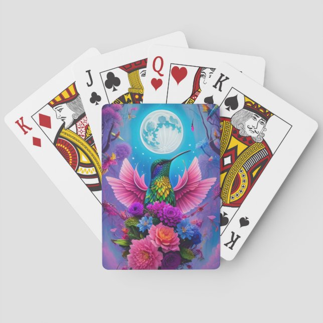 Jeu De Cartes Colibri, Fleurs et Lune (dos)