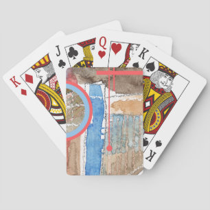 Jeu De Cartes collage d'art abstrait, milieux mixtes et aquarell