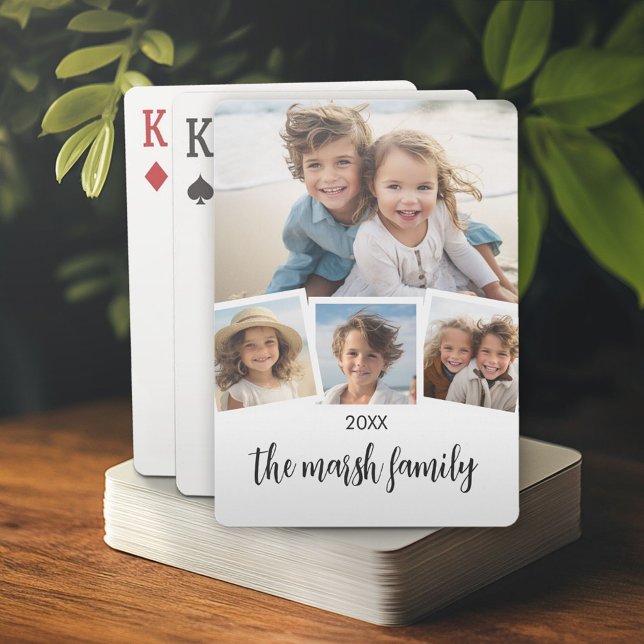 Jeu De Cartes Collage photo 4 tendance Nom du script noir blanc (Custom Poker Playing Cards)