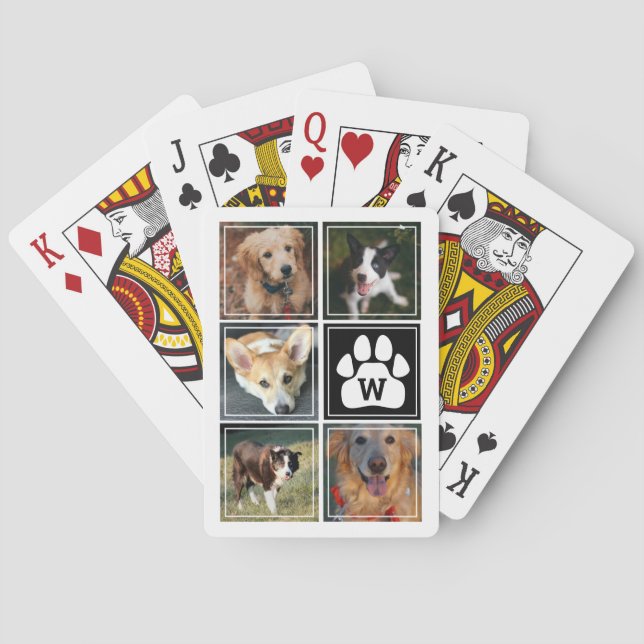 Jeu De Cartes Collage photo d'un animal de compagnie noir blanc (dos)