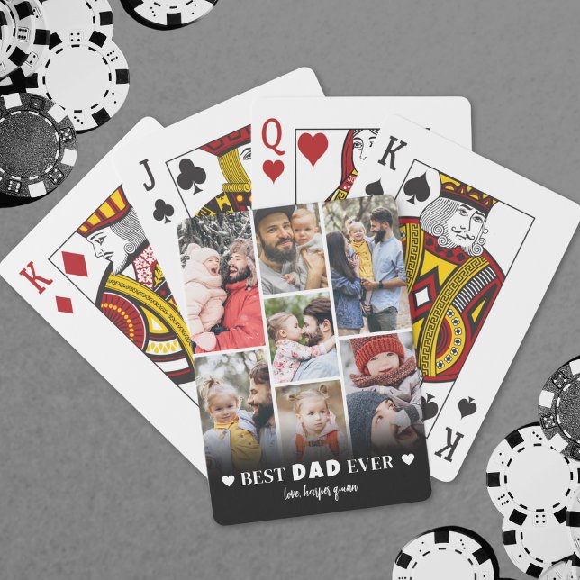 Jeu De Cartes Collage photo papa personnalisé (Personalized Dad Photo Collage Father Poker Cards)
