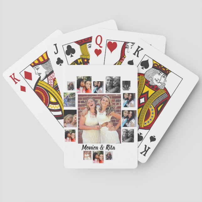 Jeu De Cartes Collage photo personnalisé des meilleurs amis 15 (dos)