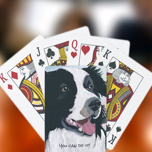 Jeu De Cartes Collie bordé noir et blanc souriant (Créateur téléchargé)