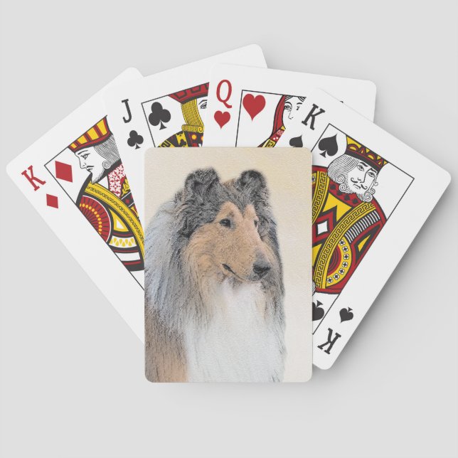 Jeu De Cartes Collie (Rough) Peinture - Cute Original Chien Art (dos)