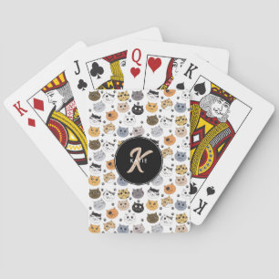 Jeu De Cartes Coloré Cute Funny Chats & Paw Motif Monogramme