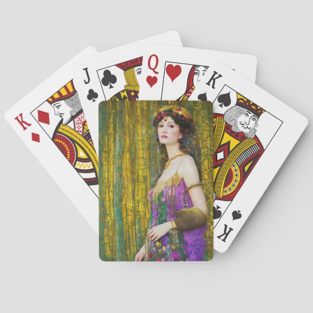 Jeu De Cartes Coloré Klimt Style Collage Portrait d'une femme (dos)