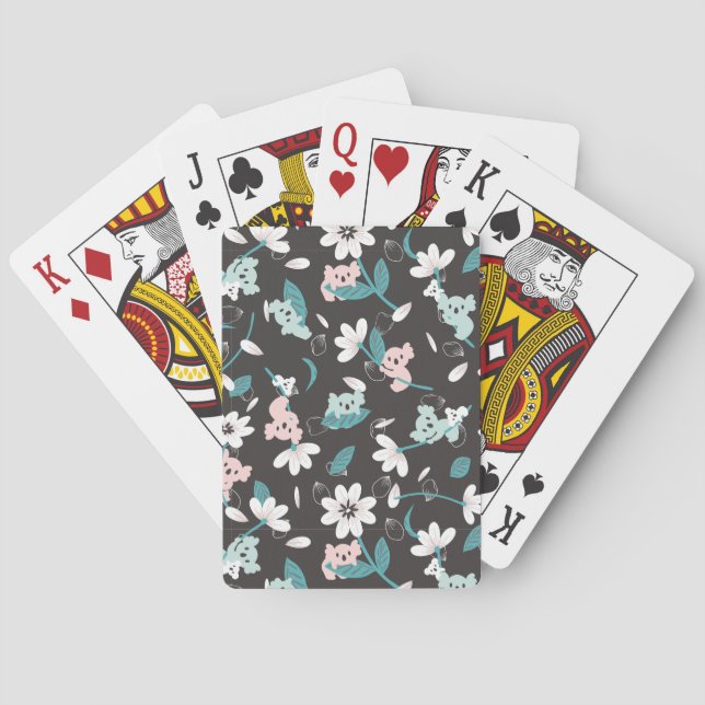 Jeu De Cartes Coloré Koala Motif mignon animal et floral (dos)