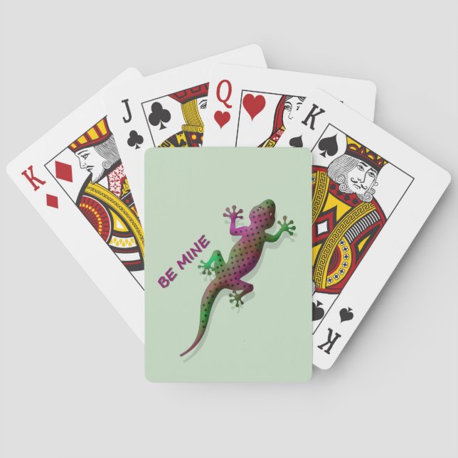 Jeu De Cartes Coloré violet PopArt Gecko Lizard Design numérique (dos)