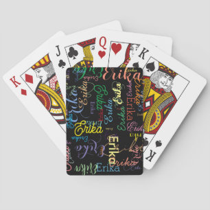 Jeu De Cartes Colorée Répétition Fille Calligraphie Noms Noir