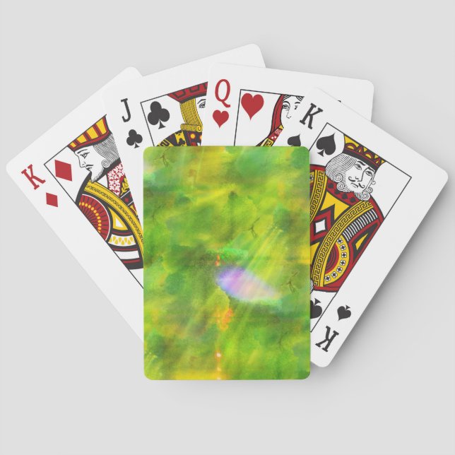 Jeu De Cartes colorez le vert sans couture d'arrière - plan, (dos)