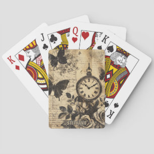 Jeu De Cartes Compas vintage et papillon - Papier rustique (1)