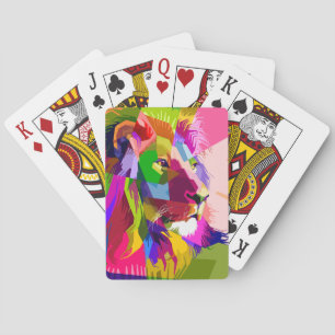 Jeu De Cartes Conception d'art pop prismatique coloré de lion