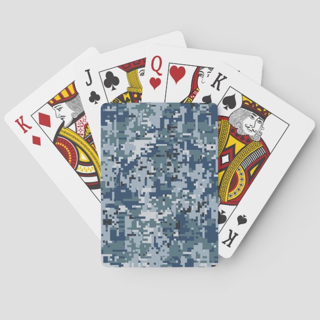 Jeu De Cartes Conception de camouflage numérique bleu marine (dos)