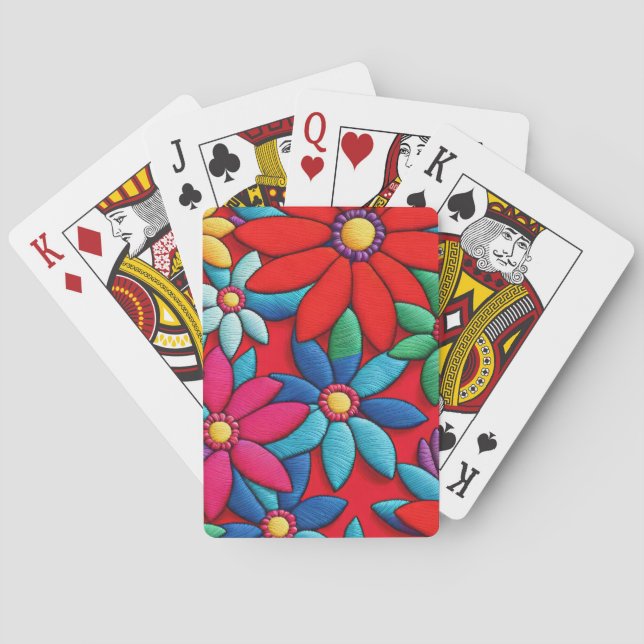 Jeu De Cartes Conception de marguerite brodée (dos)