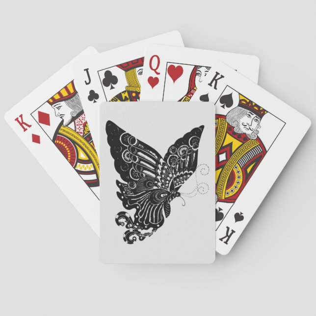 Jeu De Cartes Conception de papillon coupé en papier chinois (dos)