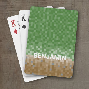 Jeu De Cartes Conception de pixels Brown et verte avec nom perso