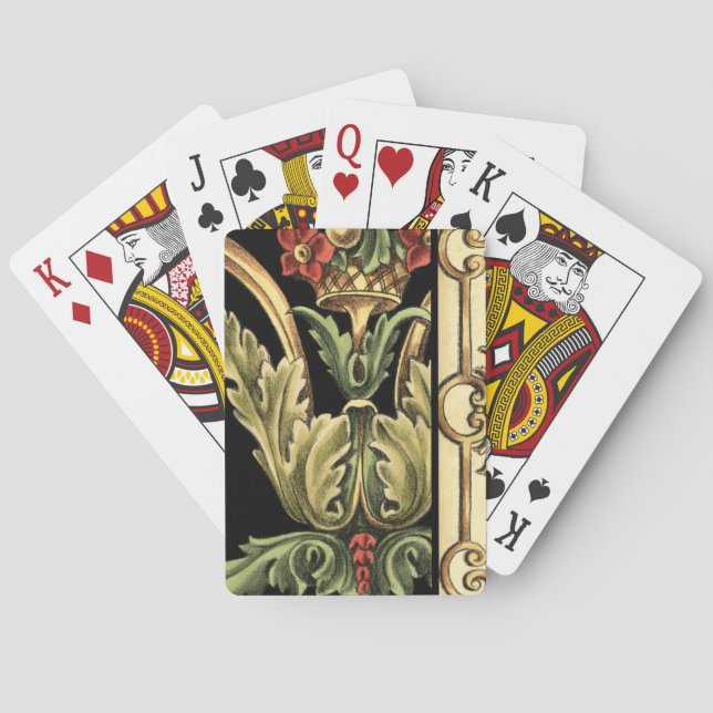 Jeu De Cartes Conception florale ornementale avec les frontières (dos)