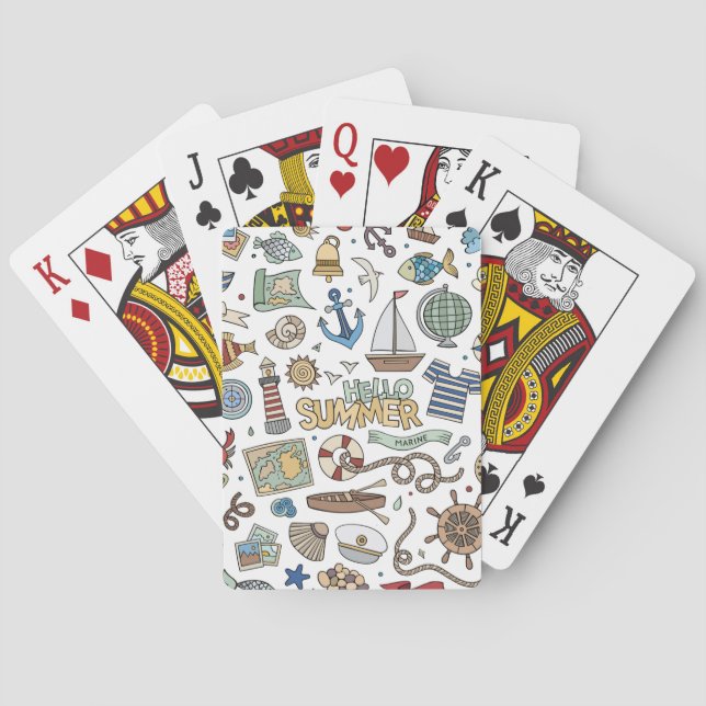Jeu De Cartes Conception nautique sur arrière - plan blanc (dos)
