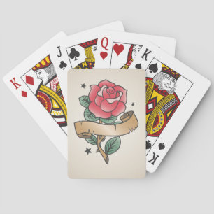 Jeu De Cartes Conception rose de tatouage de rockabilly de