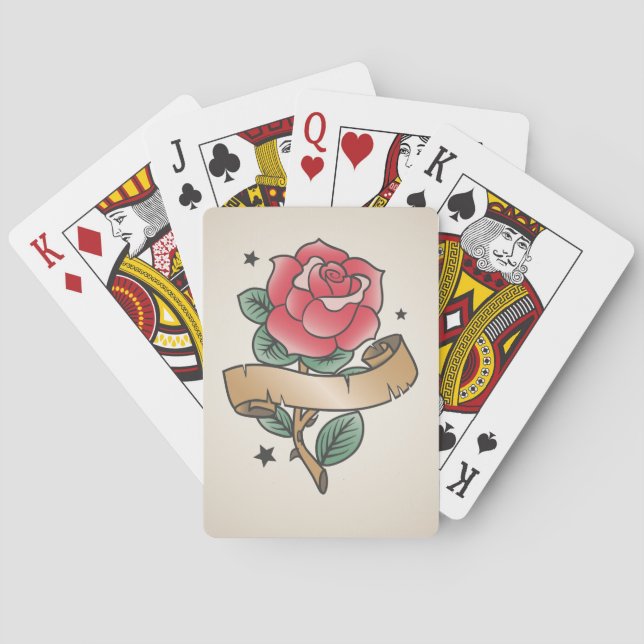 Jeu De Cartes Conception rose de tatouage de rockabilly de (dos)
