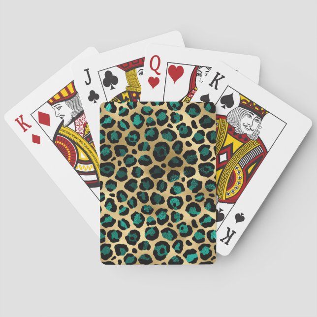 Jeu De Cartes Conception Turquoise et Gold Leopard Series 14  (dos)