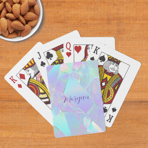 Jeu De Cartes Conception turquoise et violette Iridescente, nom 