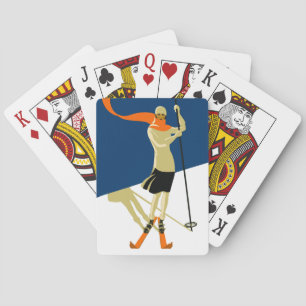 Jeu De Cartes conception vintage de skieur des années 1920