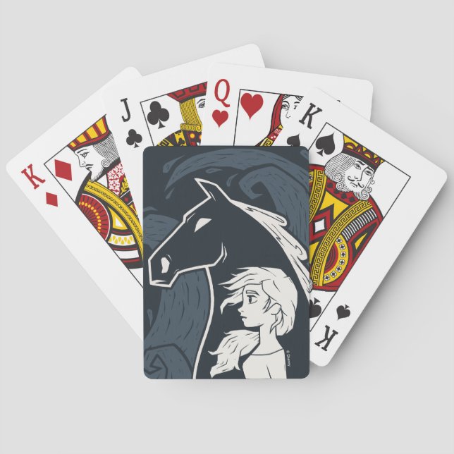 Jeu De Cartes Congelé 2 : Elsa & The Nokk Woodcut Graphic (dos)