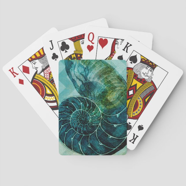 Jeu De Cartes Conque en spirale Shell de turquoise (dos)