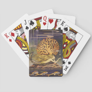 Jeu De Cartes Conte de fées vintage, petite sirène dans le corai