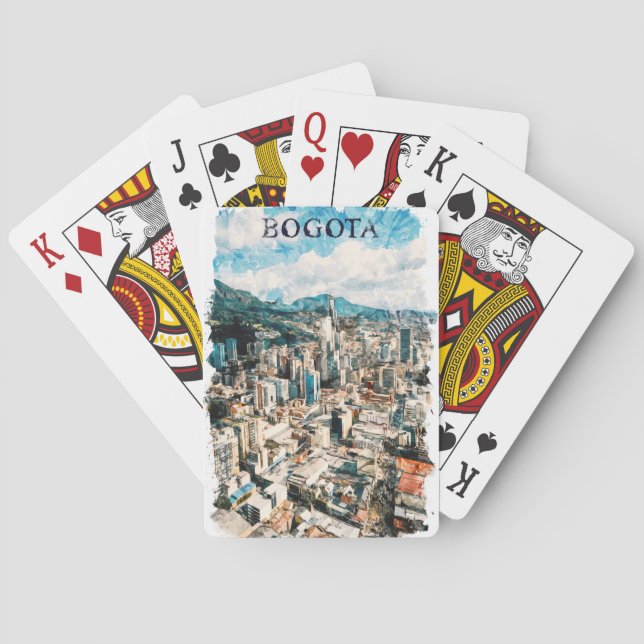 Jeu De Cartes Cool Bogota Colombie Ville Voir aquarelle (dos)