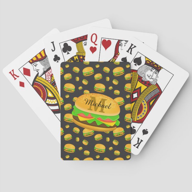 Jeu De Cartes Cool et amusant yummy burger motif Monogramme (dos)