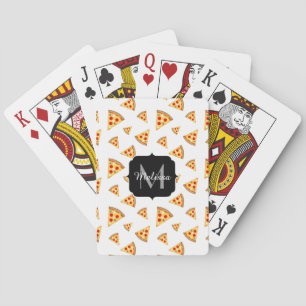 Jeu De Cartes Cool et fun pizza tranches motif Monogram blanc