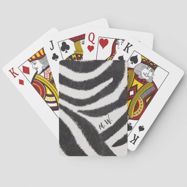 Jeu De Cartes Cool Zebra Design initial Monogrammes Classic (dos)