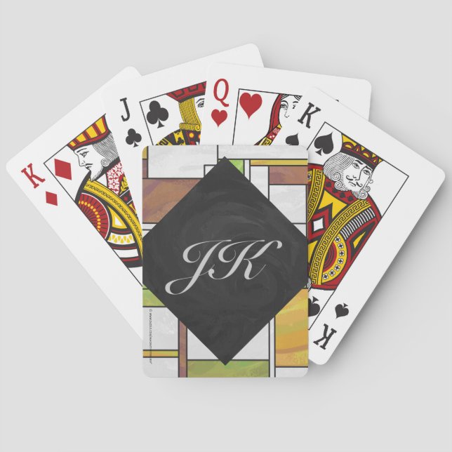 Jeu De Cartes Copie Brown de vert jaune de Mondrian (dos)