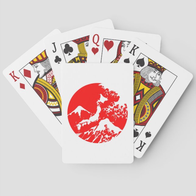Jeu De Cartes copie rouge du mont Fuji Japon de 富士山 artistique (dos)