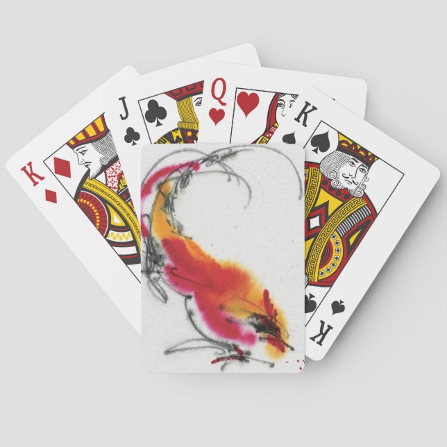 Jeu De Cartes Coq inhabituel. Calligraphie et aquarelle. (dos)