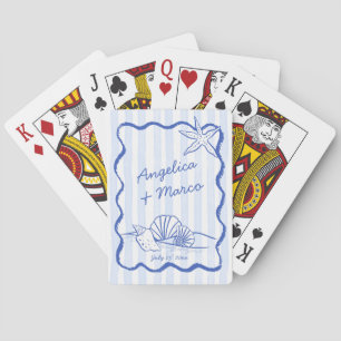 Jeu De Cartes Coquillages bleu fleur de plage mariage faveurs