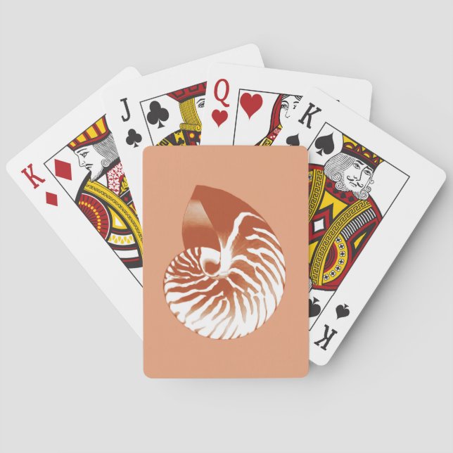 Jeu De Cartes Coquille de Nautilus - terre cuite et blanc (dos)