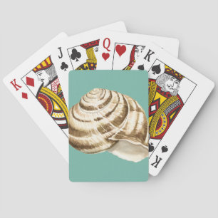 Jeu De Cartes Coquille striée Sepia sur Turquoise