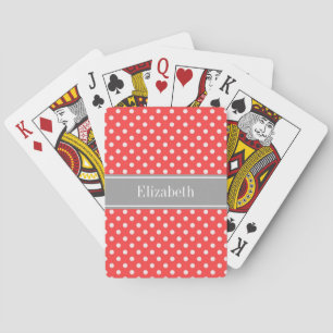 Jeu De Cartes Corail Rouge, Whisky Pois Dark Grey Nom Monogramme