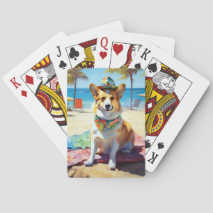 Jeu De Cartes Corgi on Beach, cadeau d'été pour les amoureux de 