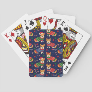 Jeu De Cartes Corgis de Noël : Illustration Vintage festive.